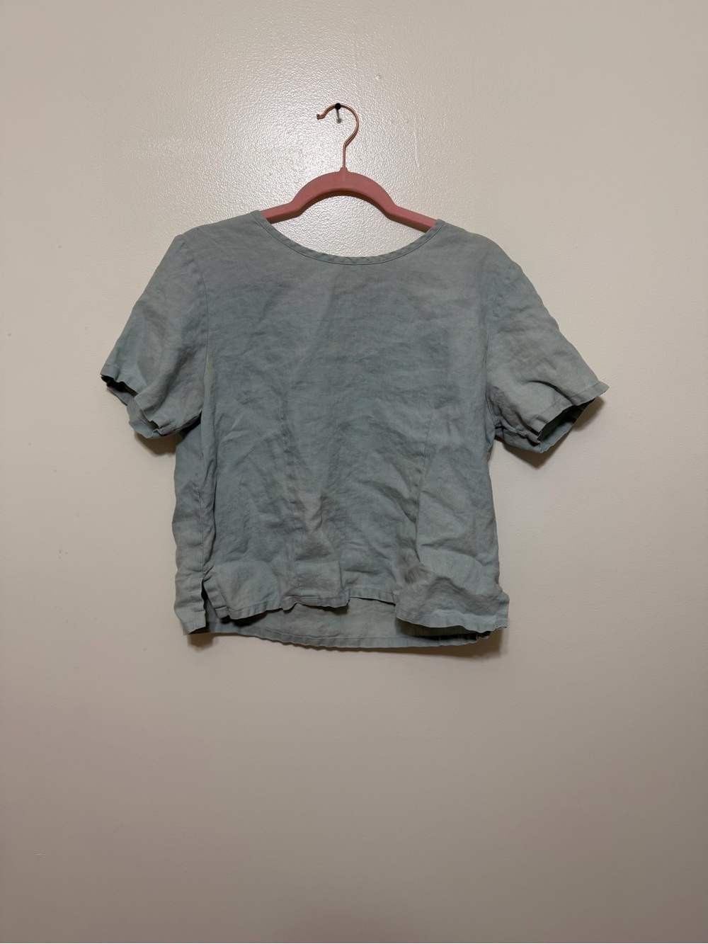 Women's Light blue Short-Sleeve Linen Top